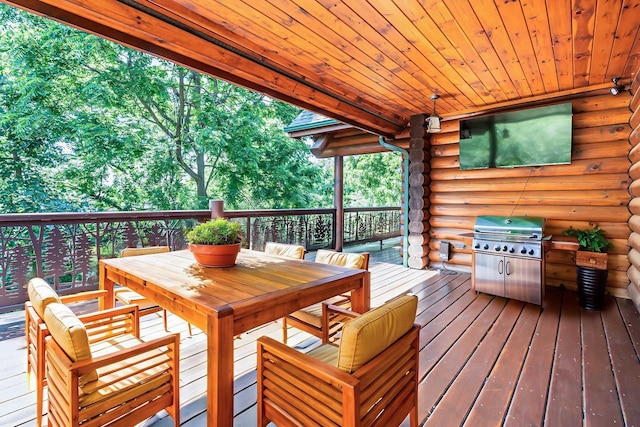 3903 Niblick Ct, Crystal Lake, IL 60012 - wooden terrace featuring outdoor dining area and a grill