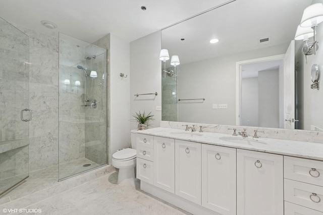 150 W Superior St Unit 605, Chicago, IL 60654 - bathroom with double vanity and a stall shower