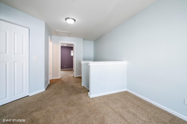 18550 W Sterling Ct W Unit 18550, Grayslake, IL 60030 - corridor featuring carpet flooring, attic access, and an upstairs landing