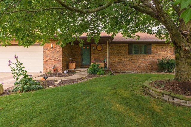 16064 Raintree Rd, Bloomington, IL 61705 - ranch-style home featuring brick siding, an attached garage, and a front lawn