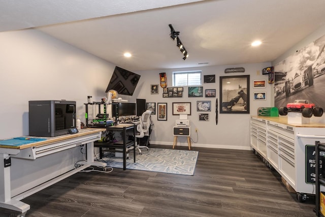 16064 Raintree Rd, Bloomington, IL 61705 - office area with dark wood-style flooring and recessed lighting
