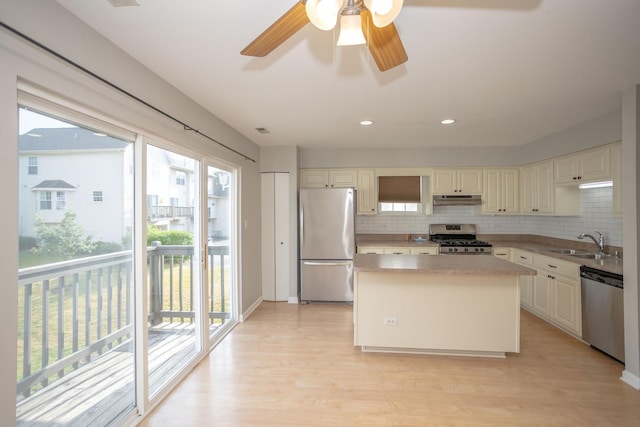 16409 Teton Dr Unit D, Lockport, IL 60441 - kitchen with appliances with stainless steel finishes, under cabinet range hood, healthy amount of natural light, decorative backsplash, and recessed lighting