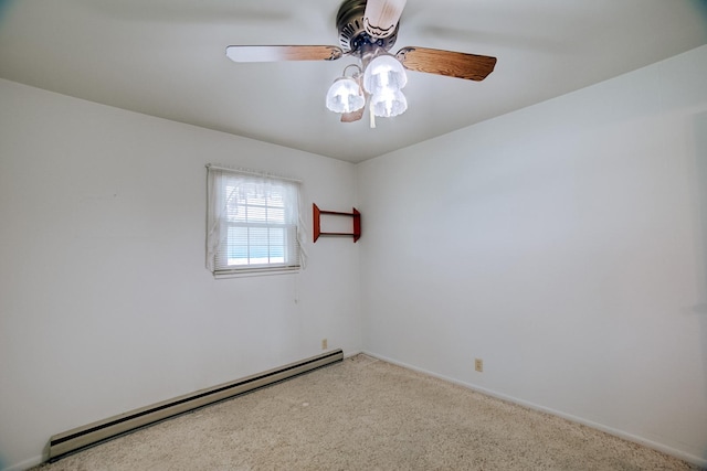 100 W Herron Ct, Watseka, IL 60970 - empty room with baseboard heating, a ceiling fan, and carpet flooring