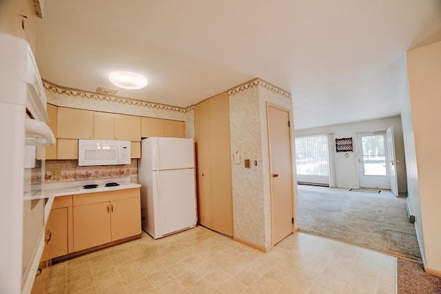 100 W Herron Ct, Watseka, IL 60970 - kitchen featuring white appliances, light countertops, light floors, and cream cabinetry