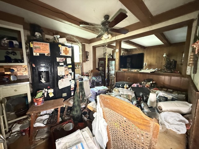 120 S Wabash Ave, Glenwood, IL 60425 - miscellaneous room with a ceiling fan and beam ceiling
