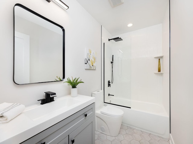 5028 Coyle Ave, Skokie, IL 60077 - full bath with vanity, tub / shower combination, tile patterned flooring, and recessed lighting