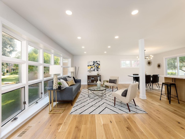 5028 Coyle Ave, Skokie, IL 60077 - living area with recessed lighting, healthy amount of natural light, and light wood-type flooring