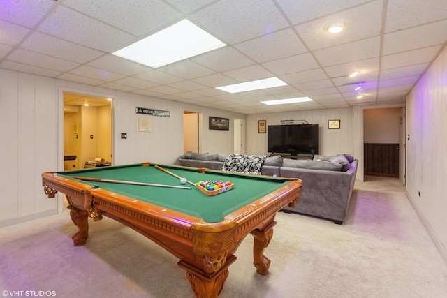 134 Country Club Dr, Bloomingdale, IL 60108 - game room with carpet flooring, a drop ceiling, and billiards table