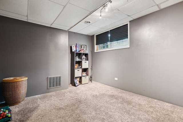 13420 Florence Rd, Mokena, IL 60448 - below grade area with carpet floors and a paneled ceiling