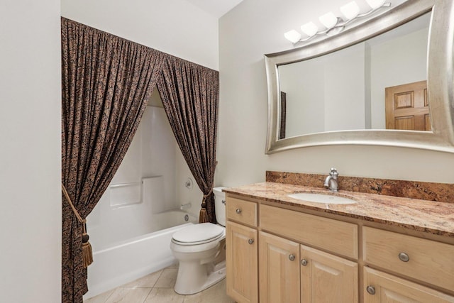 641 Mason Ln, Lake In The Hills, IL 60156 - bathroom featuring vanity, tile patterned floors, and shower / tub combo with curtain