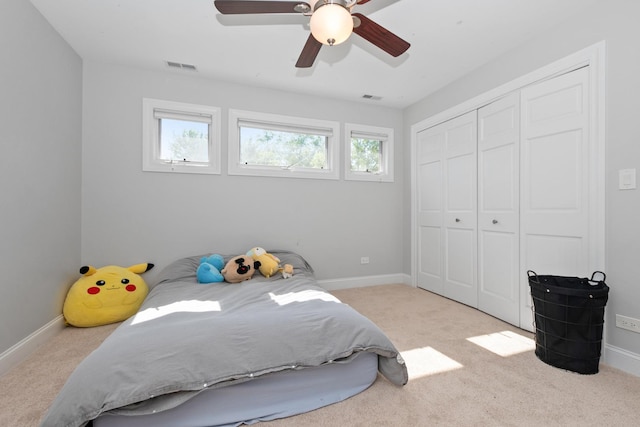 7715 Virginia Ct, Willowbrook, IL 60527 - bedroom with carpet floors, a closet, and ceiling fan
