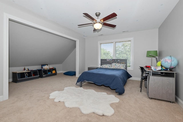 7715 Virginia Ct, Willowbrook, IL 60527 - carpeted bedroom with ceiling fan and lofted ceiling