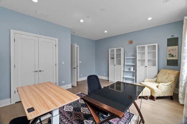 6223 S Ellis Ave, Chicago, IL 60637 - office area with light wood-type flooring and recessed lighting