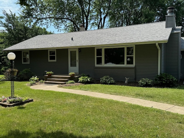 1536 Marberly Dr, Rockford, IL 61103 - ranch-style house featuring a chimney, a front yard, and a porch