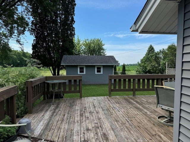 1536 Marberly Dr, Rockford, IL 61103 - wooden terrace featuring an outbuilding and a lawn