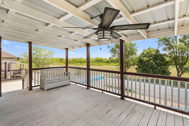 8425 Brookside Glen Dr, Tinley Park, IL 60487 - wooden terrace with ceiling fan