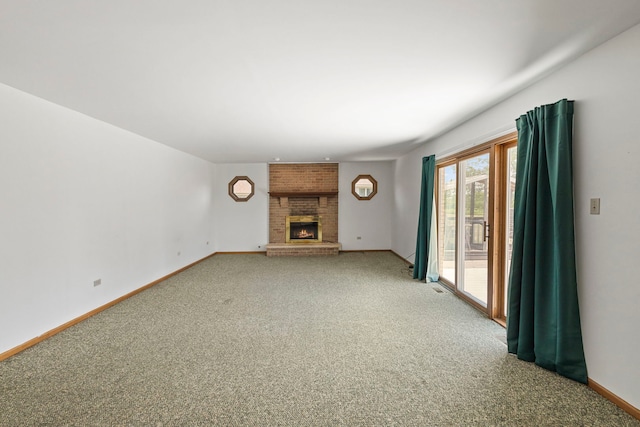 8425 Brookside Glen Dr, Tinley Park, IL 60487 - unfurnished living room with light colored carpet and a brick fireplace