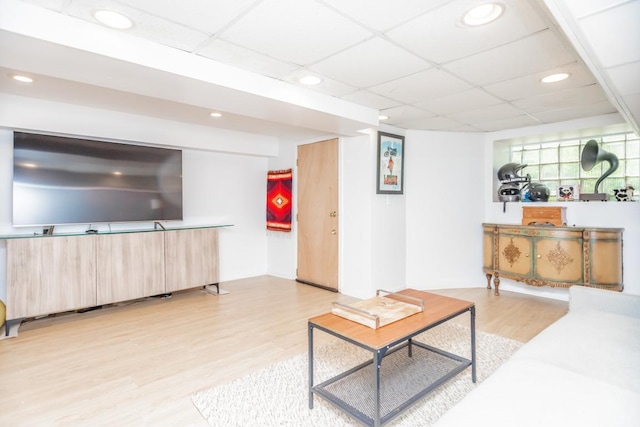 4805 S Langley Ave, Chicago, IL 60615 - living area featuring light wood-type flooring, a paneled ceiling, and recessed lighting