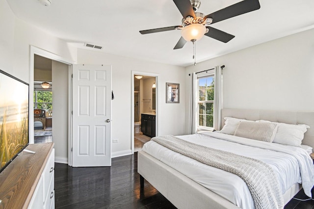 2903 Henley Ln, Naperville, IL 60540 - bedroom with dark wood-type flooring, ensuite bathroom, and a ceiling fan