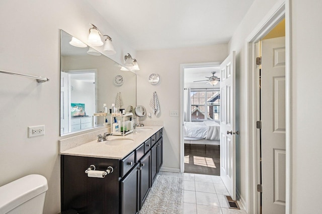 2903 Henley Ln, Naperville, IL 60540 - ensuite bathroom featuring double vanity, a ceiling fan, and tile patterned floors