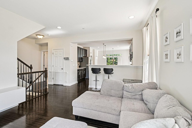 2903 Henley Ln, Naperville, IL 60540 - living room with dark wood-type flooring, stairs, and recessed lighting