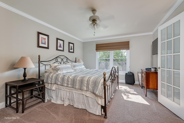985 W Bauer Rd, Naperville, IL 60563 - bedroom with crown molding, carpet flooring, and a ceiling fan