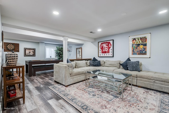 985 W Bauer Rd, Naperville, IL 60563 - living room with wood finished floors and recessed lighting