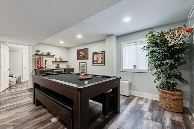 985 W Bauer Rd, Naperville, IL 60563 - rec room with wood finished floors, billiards table, and recessed lighting