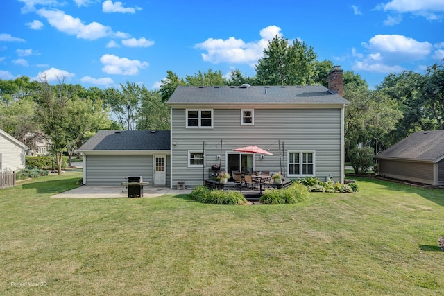 985 W Bauer Rd, Naperville, IL 60563 - back of property with a patio, a chimney, and a lawn