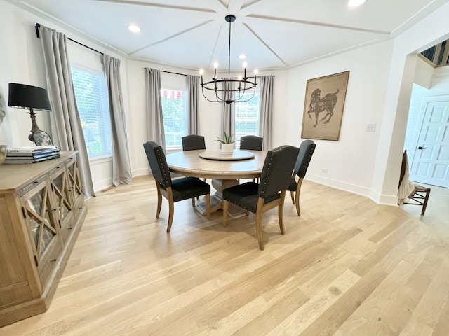 204 Country Commons Rd, Trout Valley, IL 60013 - dining room with light wood-type flooring, a chandelier, recessed lighting, and crown molding