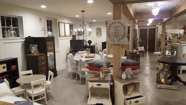 204 Country Commons Rd, Trout Valley, IL 60013 - dining space with concrete floors, a chandelier, and recessed lighting