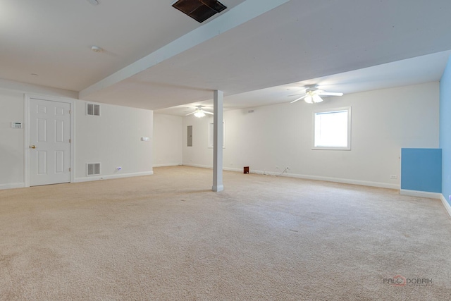 1538 Queen Ann Ln, Gurnee, IL 60031 - below grade area with a ceiling fan and light colored carpet