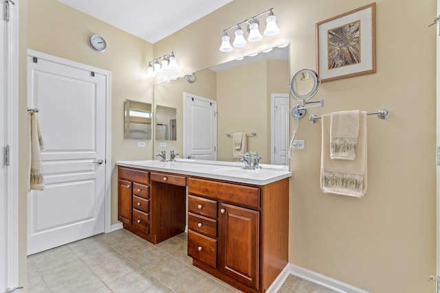 3251 Ravinia Cir, Mundelein, IL 60060 - bathroom with double vanity and tile patterned floors