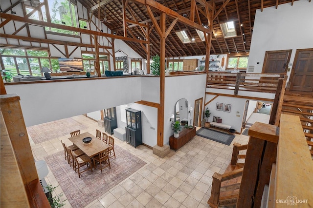 51 Chippewa Dr, Oswego, IL 60543 - tiled living room with high vaulted ceiling