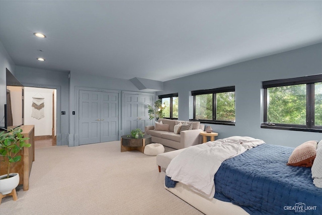 51 Chippewa Dr, Oswego, IL 60543 - bedroom featuring two closets, carpet floors, and recessed lighting