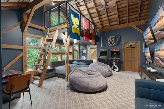 51 Chippewa Dr, Oswego, IL 60543 - bedroom with a wood ceiling with exposed beams and high vaulted ceiling