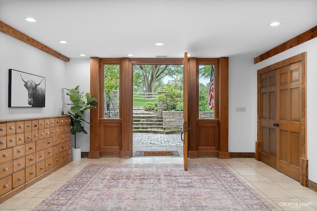 51 Chippewa Dr, Oswego, IL 60543 - tiled entryway with recessed lighting and baseboards