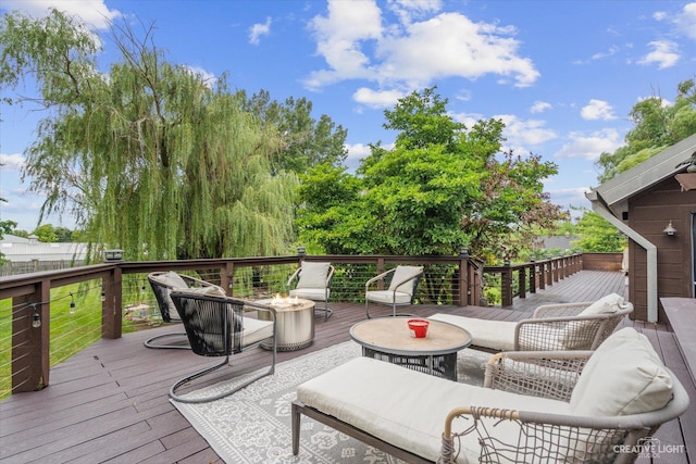 51 Chippewa Dr, Oswego, IL 60543 - wooden terrace featuring an outdoor fire pit