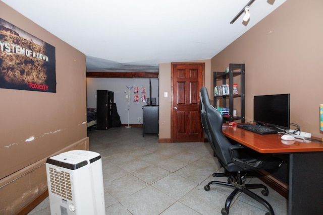 17366 Walden Rd, Hudson, IL 61748 - office area with light tile patterned floors and baseboards