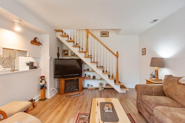 1232 Cove Dr, Prospect Heights, IL 60070 - living area featuring wood finished floors and stairway