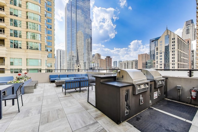 30 E Huron St Unit 2603, Chicago, IL 60611 - view of patio with a skyline view, an outdoor hangout area, and area for grilling