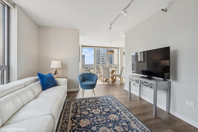 200 W Grand Ave Unit 1803, Chicago, IL 60654 - living room with wood finished floors, rail lighting, and expansive windows