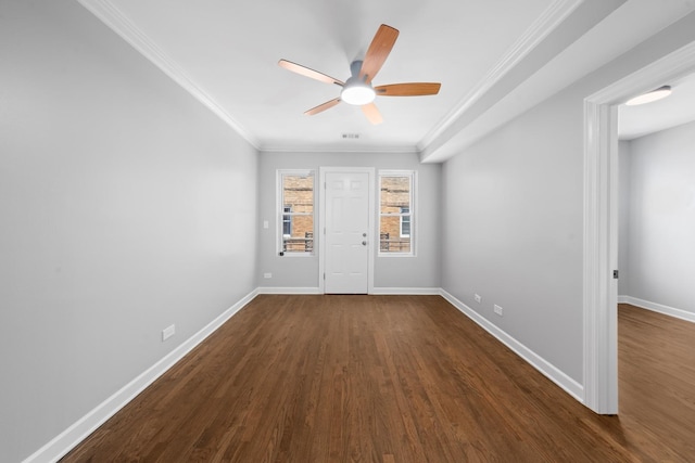 4604 N Monticello Ave Unit 3E, Chicago, IL 60625 - entryway featuring dark wood finished floors, crown molding, and ceiling fan