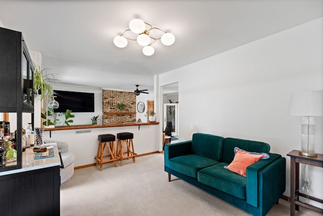 674 Carriage Dr, Batavia, IL 60510 - carpeted living room featuring baseboards and a ceiling fan