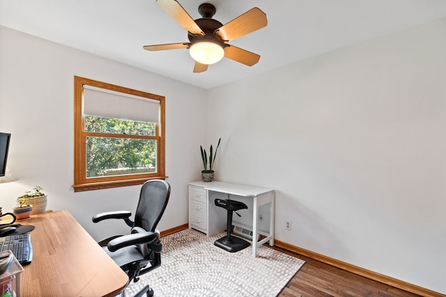 674 Carriage Dr, Batavia, IL 60510 - home office with light wood-style floors and ceiling fan