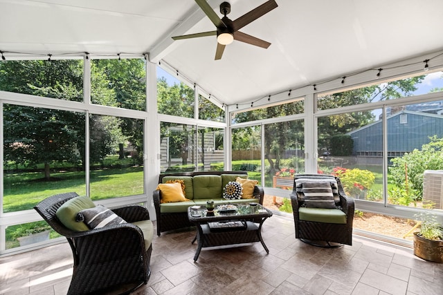 674 Carriage Dr, Batavia, IL 60510 - sunroom / solarium featuring ceiling fan and an outdoor living space