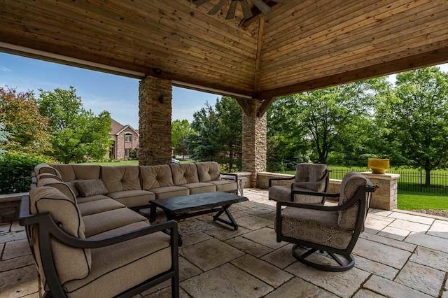 12499 Ayrshire Ln, Loves Park, IL 61111 - view of patio / terrace with outdoor lounge area and a ceiling fan