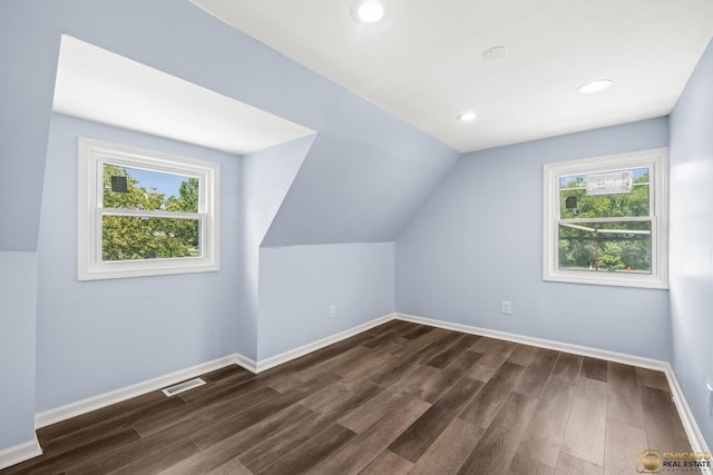 9509 S Merrion Ave, Chicago, IL 60617 - additional living space featuring dark wood-style floors, recessed lighting, and lofted ceiling