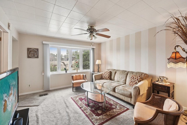 4842 S Wallace St, Chicago, IL 60609 - carpeted living area featuring a ceiling fan and baseboards
