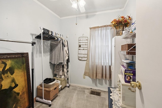 4842 S Wallace St, Chicago, IL 60609 - walk in closet featuring a ceiling fan and carpet floors